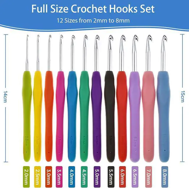 Alt view image 2 of 6 - RealPlus Crochet Hooks, 12 Sizes Crochet Hook Set, Crochet Kit for Beginners, Knitting Needles with Ergonomic Handles for Arthritic Hands, Christmas Gifts for Women, Crochet Needles with Blue Case
