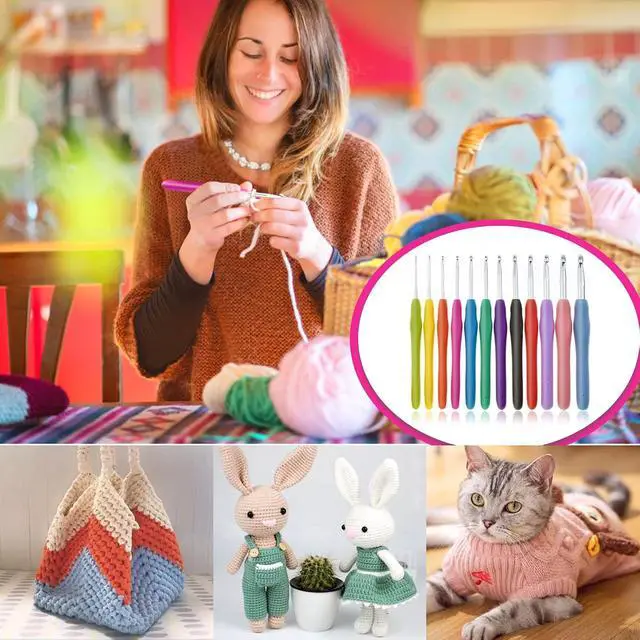 Alt view image 5 of 6 - RealPlus Crochet Hooks, 12 Sizes Crochet Hook Set, Crochet Kit for Beginners, Knitting Needles with Ergonomic Handles for Arthritic Hands, Christmas Gifts for Women, Crochet Needles with Blue Case