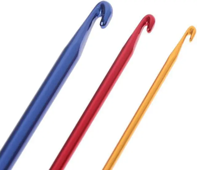 Alt view image 2 of 6 - Tebatu Afghan Aluminium Crochet Hook Knitting Needle Hand Knit Tool with Threading Hole