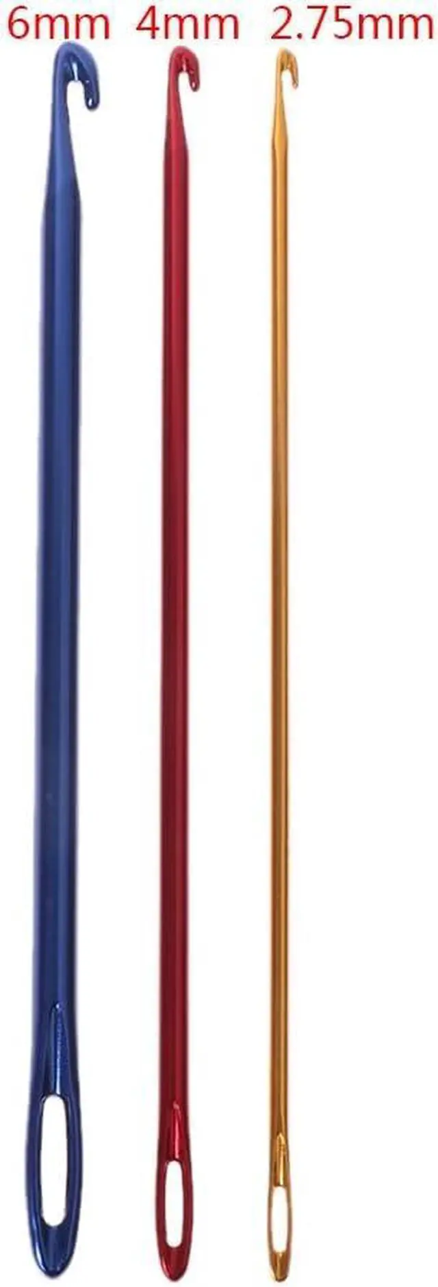 Alt view image 5 of 6 - Tebatu Afghan Aluminium Crochet Hook Knitting Needle Hand Knit Tool with Threading Hole