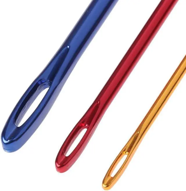 Alt view image 6 of 6 - Tebatu Afghan Aluminium Crochet Hook Knitting Needle Hand Knit Tool with Threading Hole