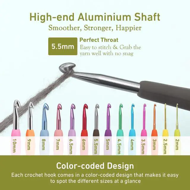 Alt view image 3 of 7 - 5.5mm Crochet Hook, Super Smooth Ergonomic Crochet Hooks for Beginners | Comfort Crochet Needle for Arthritic Hands, Knitting Needles with Soft Handle,1 Pack