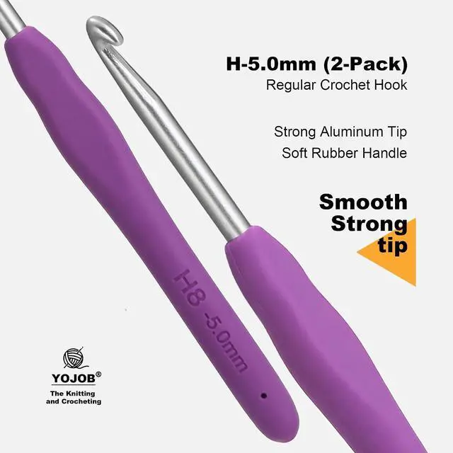 Alt view image 3 of 6 - 2Pcs Size H / 5.0mm Crochet Hooks, Ergonomic Crochet Hook for Arthritis | Knitting Needles for Beginners,Extra Long, Smooth, Comfortable for Knitting Sweaters,Scarves and Hats(Size H / 5.0mm)