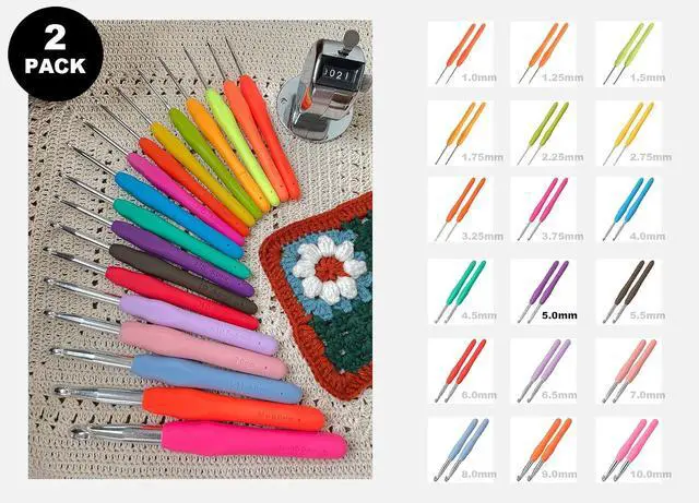 Alt view image 6 of 6 - 2Pcs Size H / 5.0mm Crochet Hooks, Ergonomic Crochet Hook for Arthritis | Knitting Needles for Beginners,Extra Long, Smooth, Comfortable for Knitting Sweaters,Scarves and Hats(Size H / 5.0mm)