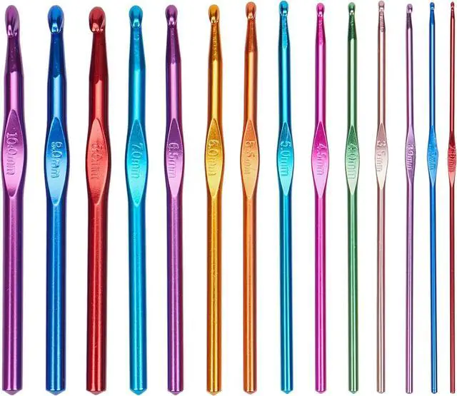 Main image of 14PCS Aluminum Crochet Hooks Knitting Needles with Ergonomic Handles for Arthritic Hands 2.0mm/2.5mm/3.0mm/3.5mm/4.0mm/4.5mm/5.0mm/5.5mm/6.0mm/6.5mm/7.0mm/8.0mm/9.0mm/10.0mm