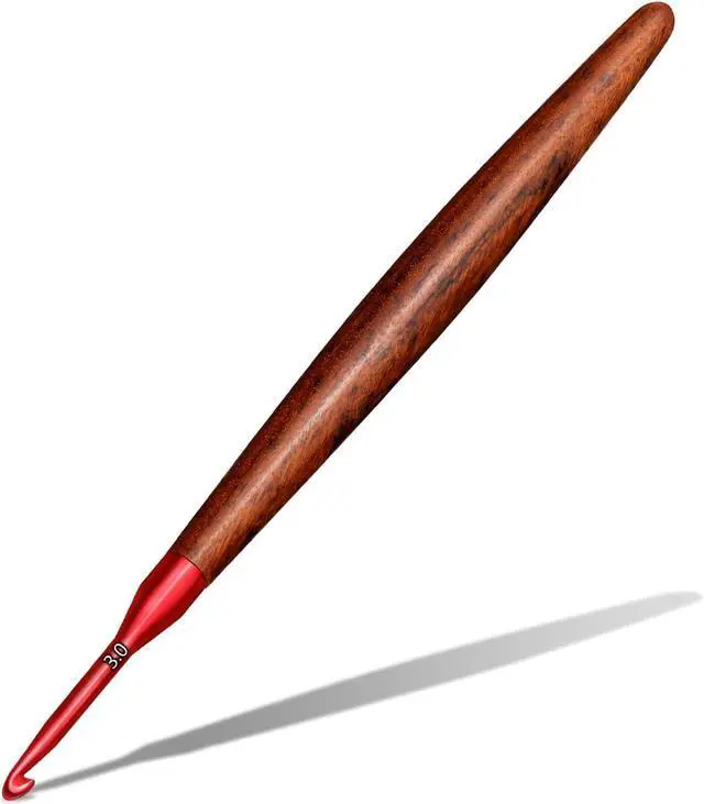 Main image of Giwrmu Crochet Hooks, 3mm Ergonomic Crochet Hooks for Arthritic Hands | Colored Aluminum Crochet Hook with Wooden Handle for Knitted Dolls, Gloves, Sweaters, Blankets - Available in 3mm-7mm