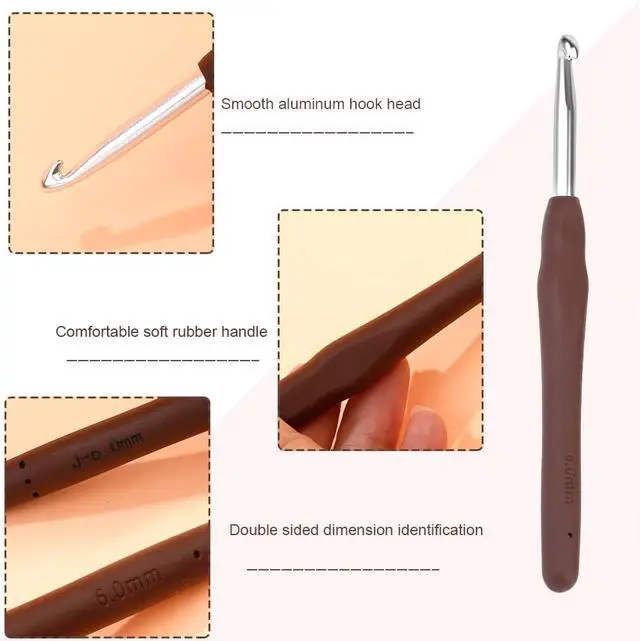 Alt view image 3 of 7 - SHWAKK Crochet Hook, 6.0 mm Ergonomic Crochet Hook for Arthritic Hands | Crochet Needles, Knitting Needles with Soft Handle Beginners and Experienced Hobbyists (6.0 mm)
