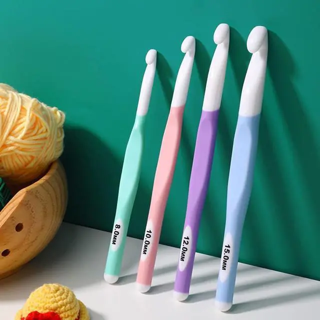 Alt view image 5 of 7 - Large Sizes Crochet Hooks 4 pcs Long Crochet Needles Set QLRFFLJOY 8mm 10mm 12mm 15mm Rubber Handle Crochet Hook DIY Yarn Weaving Tools for Knitting Blankets, Shawl and Carpet
