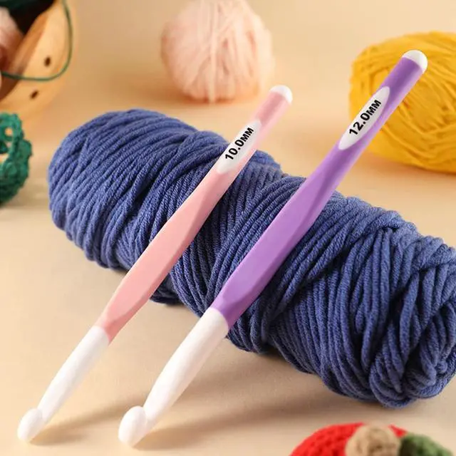 Alt view image 3 of 7 - Large Sizes Crochet Hooks 4 pcs Long Crochet Needles Set QLRFFLJOY 8mm 10mm 12mm 15mm Rubber Handle Crochet Hook DIY Yarn Weaving Tools for Knitting Blankets, Shawl and Carpet