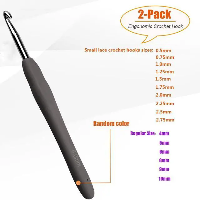 Alt view image 2 of 6 - Mdoker 6mm 2PCS Crochet Hook Ergonomic Handle Crochet Hook Needles for Arthritic Hands,Extra Long Crochet Hooks for Beginner Crocheting Yarn(6mm)