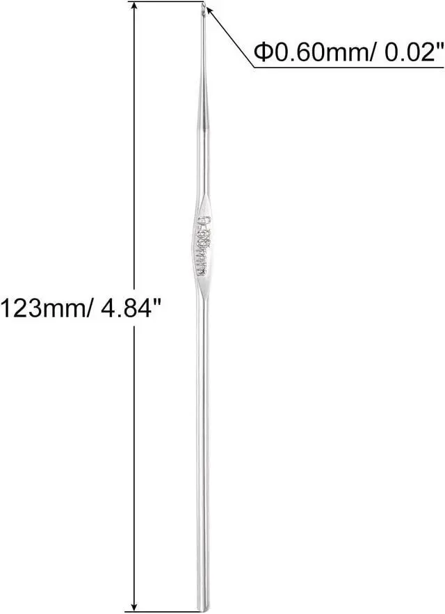 Alt view image 2 of 5 - uxcell Stainless Steel Crochet Hook 0.6mm Knitting Needles for DIY Craft Yarn 6Pcs