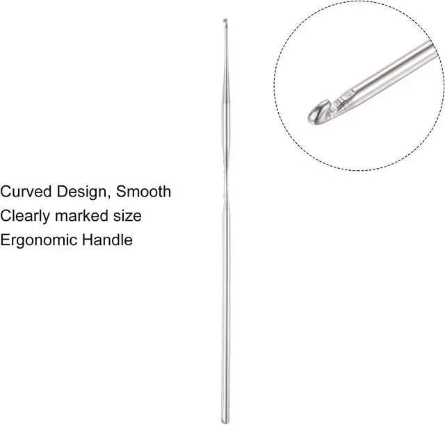 Alt view image 4 of 5 - uxcell Stainless Steel Crochet Hook 0.6mm Knitting Needles for DIY Craft Yarn 6Pcs