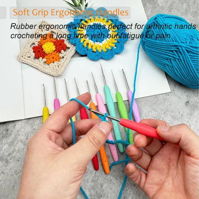 Alt view image 6 of 6 - Mdoker 6mm 2PCS Crochet Hook Ergonomic Handle Crochet Hook Needles for Arthritic Hands,Extra Long Crochet Hooks for Beginner Crocheting Yarn(6mm)
