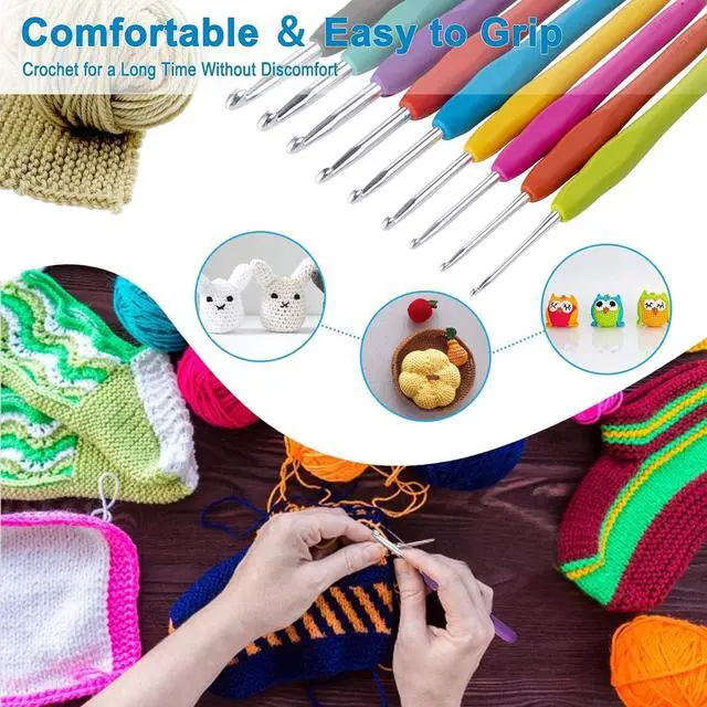 Alt view image 2 of 7 - Vodiye 9 Sizes Crochet Hooks 2.06.0mm, Ergonomic Crochet Hook Set, Crochet Needles for Beginners, DIY Projects and Craft Lovers