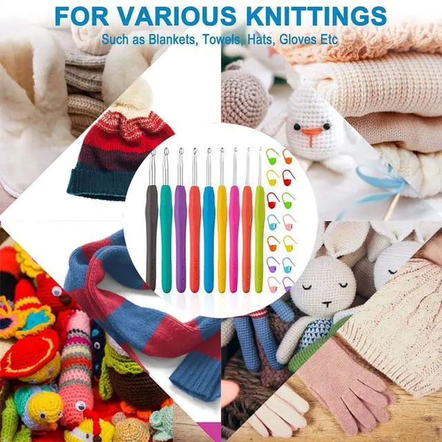 Alt view image 5 of 7 - Vodiye 9 Sizes Crochet Hooks 2.06.0mm, Ergonomic Crochet Hook Set, Crochet Needles for Beginners, DIY Projects and Craft Lovers