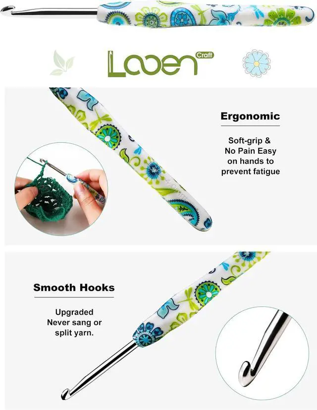Alt view image 4 of 7 - 2.25mm Looen Crochet Hook, Ergonomic Handle for Arthritic Hands, Soft Rubber Grip Extra Long Knitting Needles for Crochet Beginners, Knitting Enthusiasts (2.25mm)