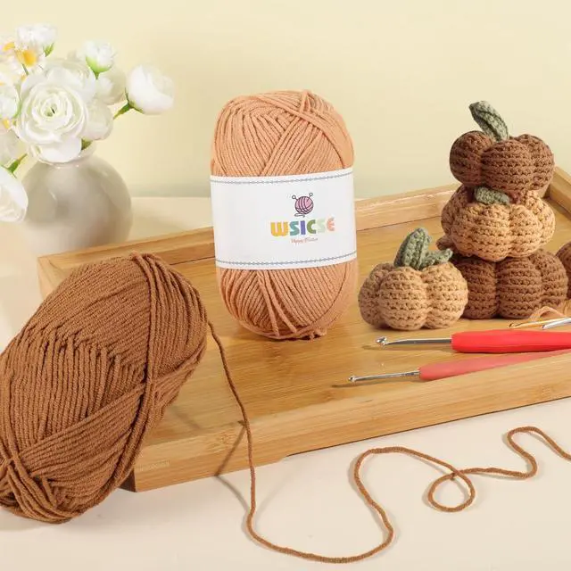 Alt view image 6 of 6 - 4 Pack Crochet Yarn, 560 Yard Soft Brown Yarn for Hand Knitting Decor Gifts | 60% Cotton, 40% Polyester; Soft Worsted Yarn; for Crochet and Knitting; 3-4 mm Needles, 2-3 mm Hooks
