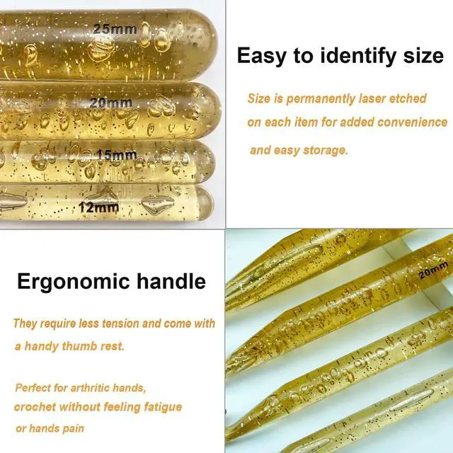 Alt view image 3 of 7 - Mdoker Huge Crochet Hook Set Size 12mm(O)/15mm(P/Q)/20mm(S)/25mm(U) Large Crochet Hooks Needles for Giant Chunky Yarn Carpet Scarf Bulky Wool Roving Weaving