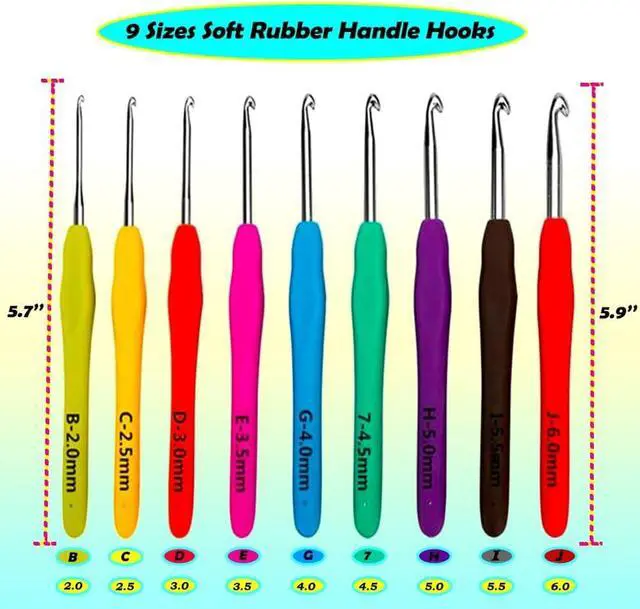 Alt view image 5 of 7 - Yarniss 9 Sizes Ergonomic Crochet Hooks with Case 2.0mm~6.0mm for Beginner | Comfortable Crochet Hooks Set with Soft Grip