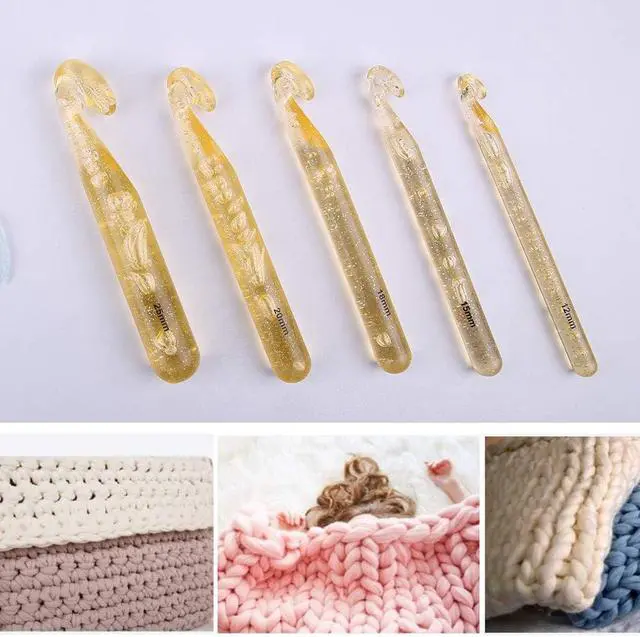 Alt view image 5 of 7 - Mayboos 37 Pcs Large Crochet Hooks, 25mm 20mm 18mm 15mm 12mm Crochet Hooks | with 9 Pieces Large Eye Blunt Needles, Large Crochet Hooks for Chunky Yarn, Handmade DIY Crafts, Carpets, Scarves
