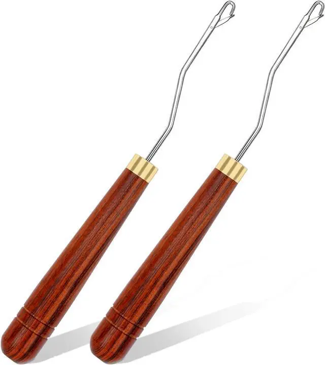 Main image of BALDCC 2PCS Latch Hook Tools, 6.5 Inch Wooden Bent Latch Hook for Hair | Crochet Needles for Hair, Crochet Hooks for Hair, Rug Hook, Knitting Tool for Rug Making and Art Crafts (Type 1)