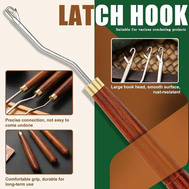 Alt view image 4 of 7 - BALDCC 2PCS Latch Hook Tools, 6.5 Inch Wooden Bent Latch Hook for Hair | Crochet Needles for Hair, Crochet Hooks for Hair, Rug Hook, Knitting Tool for Rug Making and Art Crafts (Type 1)