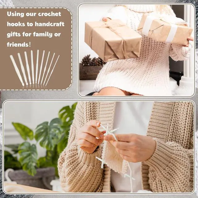 Alt view image 4 of 7 - UTENEW Set of 9 White Handle Plastic Crochet Hook Smooth Knitting Needles 3-12mm Crochetting Yarn 5.9 Inch