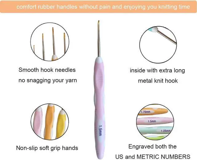 Alt view image 2 of 7 - Latest Set of 27 PCS Small Size Crochet Hook Set with Case,Ergonomic Handle Crochet Hook Needles for Arthritic Hands, Thread Crochet Steel Lace Hooks Size 0.8mm to 2.75mm