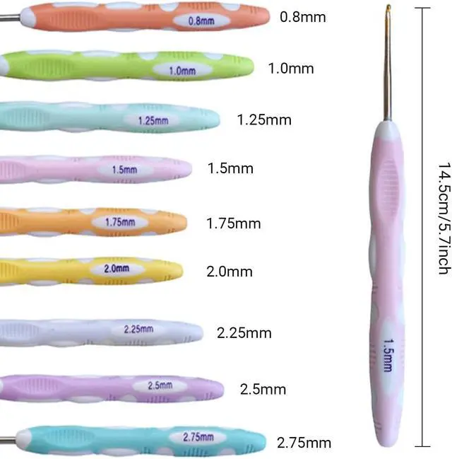 Alt view image 3 of 7 - Latest Set of 27 PCS Small Size Crochet Hook Set with Case,Ergonomic Handle Crochet Hook Needles for Arthritic Hands, Thread Crochet Steel Lace Hooks Size 0.8mm to 2.75mm