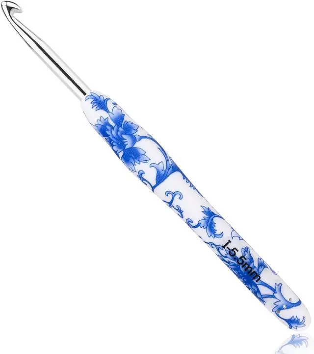Main image of BCMRUN 5.5 mm(I) Crochet Hook, Ergonomic Handle for Arthritic Hands, Soft Rubber Grip Extra Long Knitting Needles for Beginners and Knitting Crocheting Yarn (5.5mm-I)