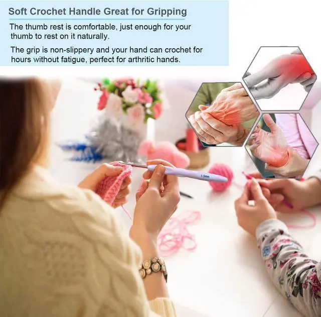 Alt view image 4 of 7 - Latest Set of 27 PCS Small Size Crochet Hook Set with Case,Ergonomic Handle Crochet Hook Needles for Arthritic Hands, Thread Crochet Steel Lace Hooks Size 0.8mm to 2.75mm
