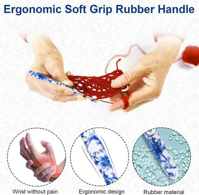 Alt view image 4 of 7 - BCMRUN 5.5 mm(I) Crochet Hook, Ergonomic Handle for Arthritic Hands, Soft Rubber Grip Extra Long Knitting Needles for Beginners and Knitting Crocheting Yarn (5.5mm-I)