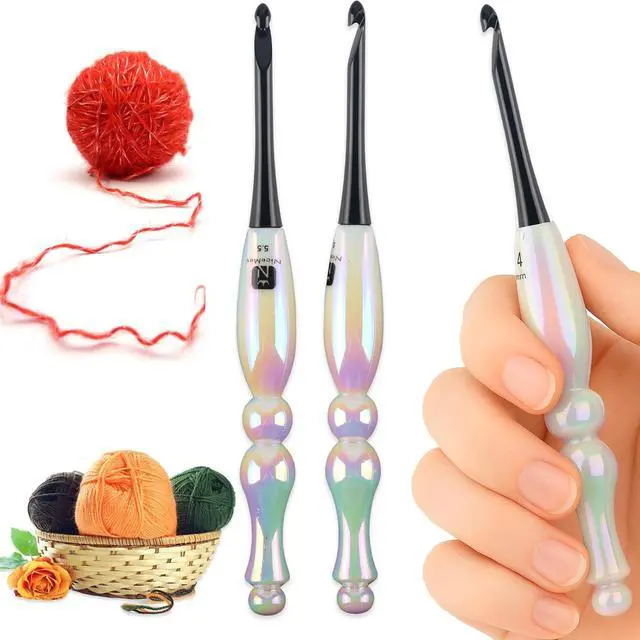 Alt view image 2 of 6 - Svartur 6mm Crochet Hook, Ergonomic Crochet Needle with Resin Handle & Aluminum Tip, Smooth Yarn Hook Replacement for Crochet and Knitting Projects, White