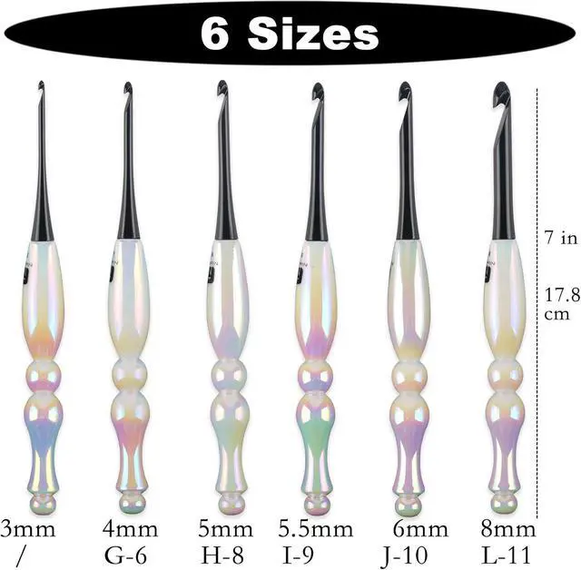 Alt view image 6 of 6 - Svartur 6mm Crochet Hook, Ergonomic Crochet Needle with Resin Handle & Aluminum Tip, Smooth Yarn Hook Replacement for Crochet and Knitting Projects, White