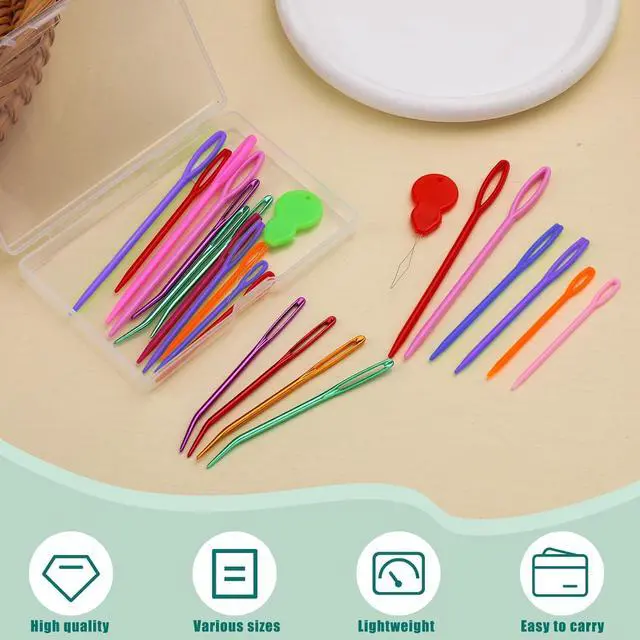 Alt view image 3 of 7 - Bupete 25 Pcs Yarn Needles Metal Tapestry Needle Crochet Needles for Yarn | Large Eye Sewing Needles, Curved Darning Needles, Plastic Needles, Knitting Needles for Sewing, Knitting, Crochet