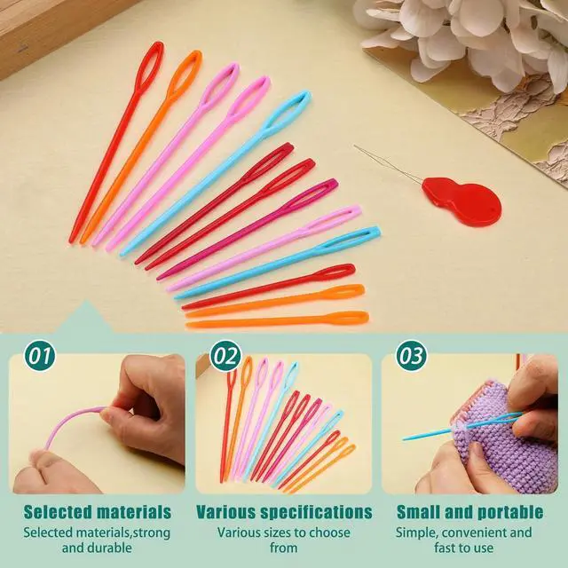 Alt view image 4 of 7 - Bupete 25 Pcs Yarn Needles Metal Tapestry Needle Crochet Needles for Yarn | Large Eye Sewing Needles, Curved Darning Needles, Plastic Needles, Knitting Needles for Sewing, Knitting, Crochet