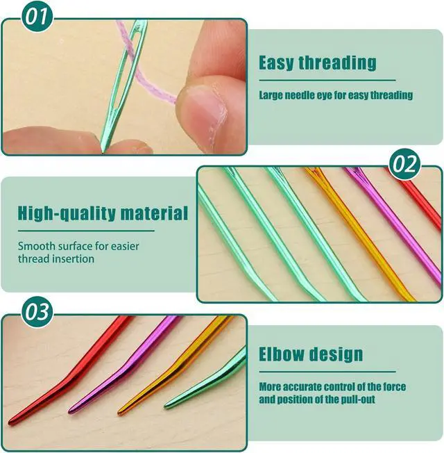 Alt view image 5 of 7 - Bupete 25 Pcs Yarn Needles Metal Tapestry Needle Crochet Needles for Yarn | Large Eye Sewing Needles, Curved Darning Needles, Plastic Needles, Knitting Needles for Sewing, Knitting, Crochet