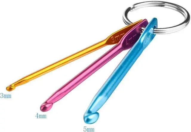 Alt view image 3 of 7 - Large Size Aluminum Crochet Hook Set 6.5m(K)/8mm(L)/9mm(M)/10mm(N)/12mm(O) Knitting Needles Craft Weave Yarn Set - Mini Keychain Set Included