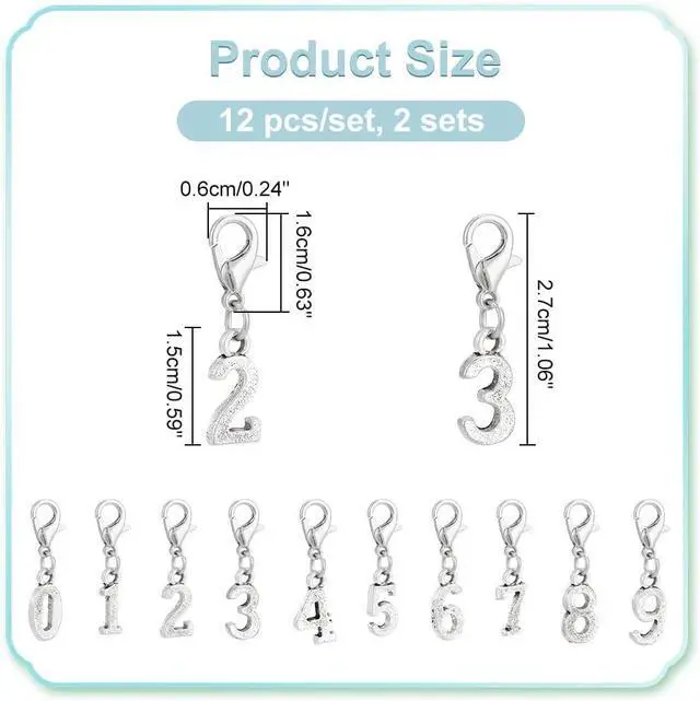 Alt view image 2 of 6 - NBEADS 40 Pcs 0-9 Number Stitch Markers, Alloy Crochet Marker Charms Removable Lobster Clasp Locking Stitch Marker for Knitting Weaving Sewing Jewelry Making