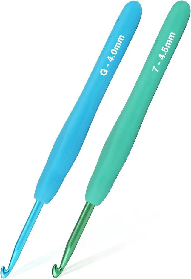 Main image of YOJOB 2-Pack Size G / 4mm, 7/4.5mm Crochet Hooks, Ergonomic Crochet Hook | Super Smooth Knitting Needles with Soft Rubber for Beginner and Advanced (4.0mm, 4.5mm)