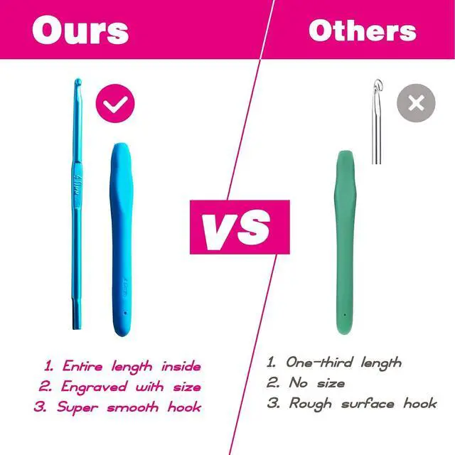 Alt view image 3 of 6 - YOJOB 2-Pack Size G / 4mm, 7/4.5mm Crochet Hooks, Ergonomic Crochet Hook | Super Smooth Knitting Needles with Soft Rubber for Beginner and Advanced (4.0mm, 4.5mm)