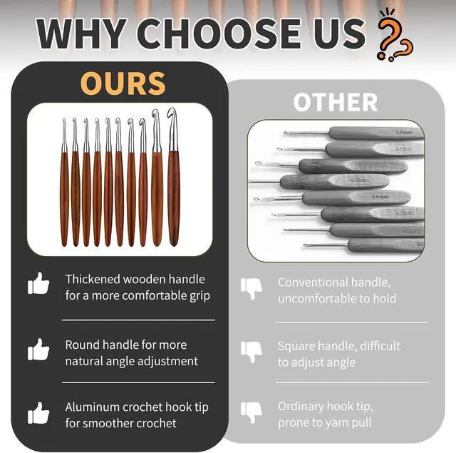 Alt view image 6 of 7 - Lunarm Crochet Hooks Ergonomic Crochet Aluminum Hooks Set Size 5mm 6mm 7mm | Wooden Crochet Hooks for Arthritic Hands DIY Craft Knitting Bouquets, Blankets, Hats, Gloves