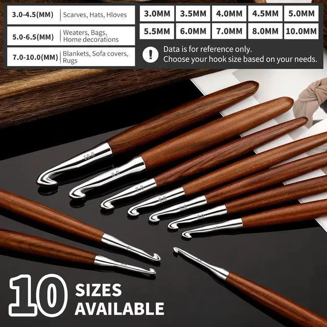 Alt view image 5 of 7 - Lunarm Crochet Hooks Ergonomic Crochet Aluminum Hooks Set Size 5mm 6mm 7mm | Wooden Crochet Hooks for Arthritic Hands DIY Craft Knitting Bouquets, Blankets, Hats, Gloves