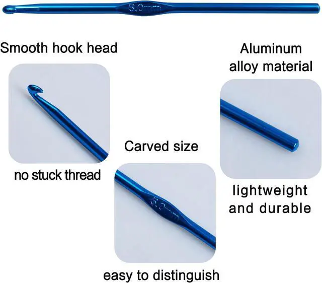 Alt view image 4 of 5 - LVYKING Metal Aluminum Crochet Hooks, 5 mm, 10 Pcs, Blue | Crochet Hook Needles for Yarn Craft, Crochet Hook for Beginners Knitting Scarf