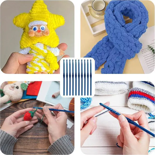 Alt view image 2 of 5 - LVYKING Metal Aluminum Crochet Hooks, 5 mm, 10 Pcs, Blue | Crochet Hook Needles for Yarn Craft, Crochet Hook for Beginners Knitting Scarf