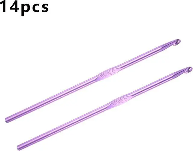 Alt view image 3 of 6 - HEYLEAYAR 4.5MM Aluminum Crochet Hooks 14PCS,Aluminum Crochet Needle Size 7,Crochet Hooks Bulk for Knitting Craft Yarn Contribute to Beginners