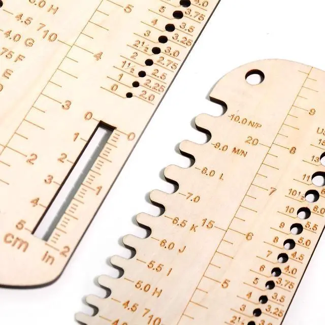 Alt view image 4 of 6 - UPTTHOW Sock Ruler Knitting Crochet Size Measurement Hook Gauge | 10" length, wooden sock ruler, sock blcokers, sock template, sock needle DIY tools for gift, handmade tool, sock measurment