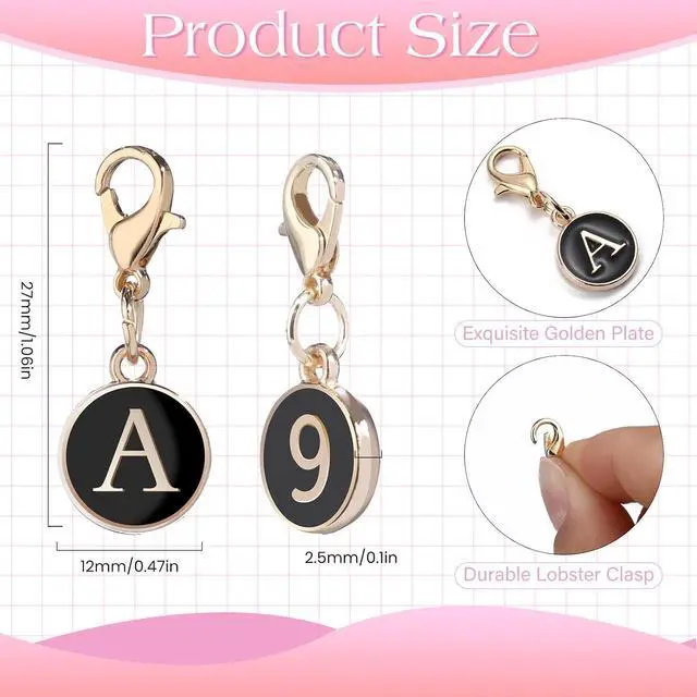 Alt view image 2 of 7 - TXIN 36 Pcs A-Z Letter & 0-9 Number Stitch Markers for Crocheting, Alloy Enamel Crochet Removable Locking Stitch Markers Charms for Knitting Weaving Jewelry Making (Black)