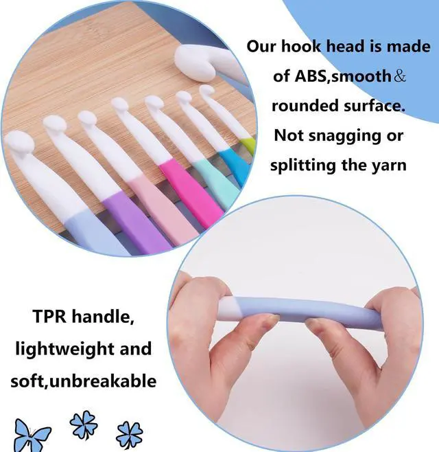 Alt view image 3 of 7 - Hobekoee 15mm Large Crochet Hook,Big Crochet Hooks for Chunky Yarn,Extra Long Crochet Hooks with Soft Ergonomic Handle for Crocheting Yarn,Wool Roving