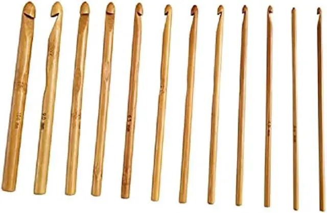 Alt view image 4 of 6 - 12pcs 6" Bamboo Crochet Hooks Needle Knitting Hooks Knit Craft Weave Yarn 3 to 10 mm Diameters